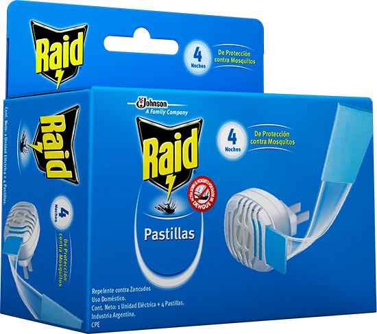 Insecticida Raid Pastillas 4 Unidades + Unidad Electrica