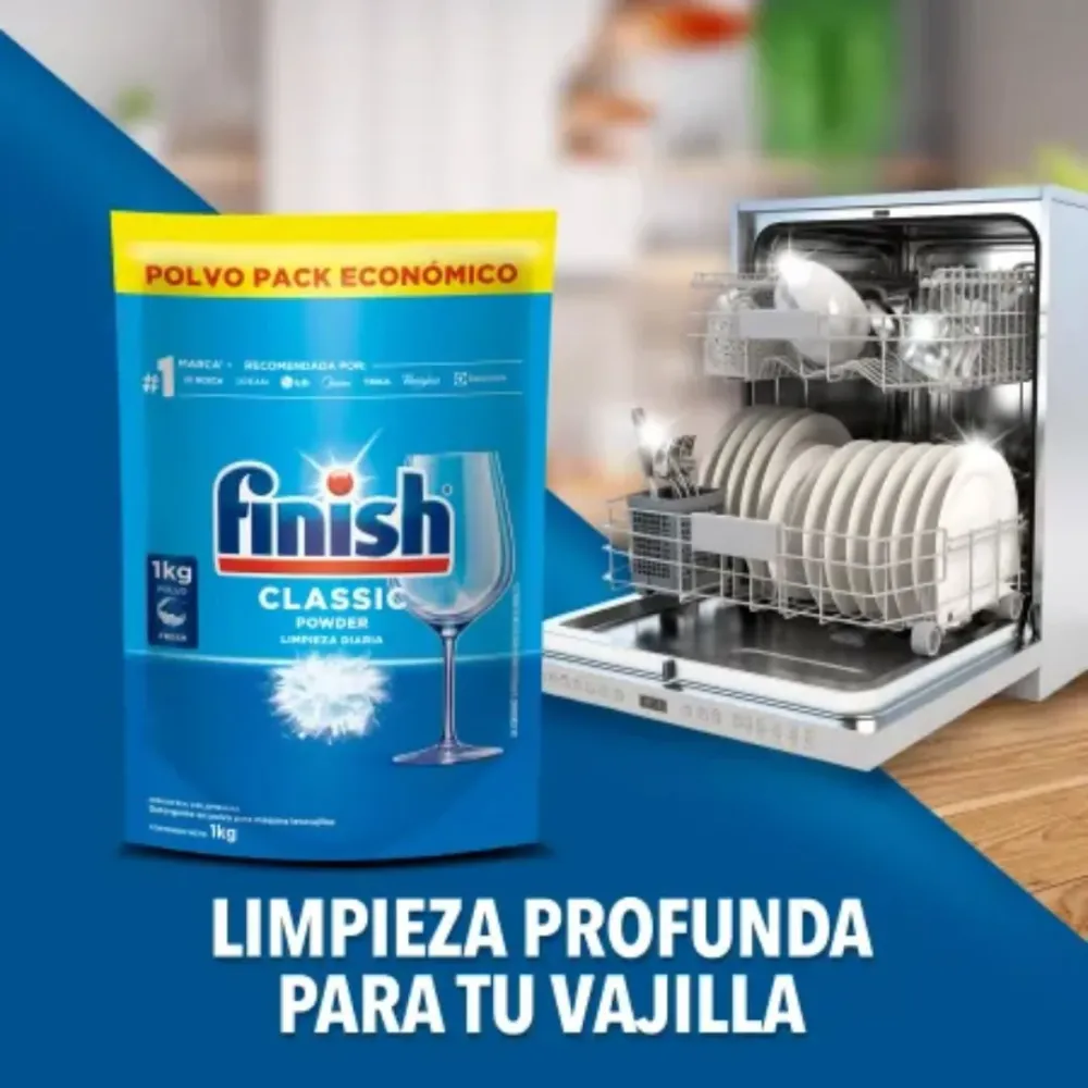 Detergente en Polvo Lavavajillas Doypack Finish 1 Kg RB