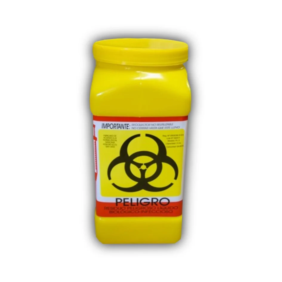 RECOLECTOR RPBI 3 LTS AMARILLO POLIPROPILENO PARA LIQUIDDOS