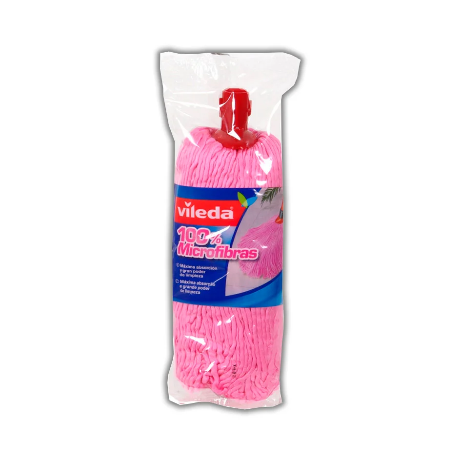 REPUESTO MOP 100% MICROFIBRA ROSA VILEDA VENTA POR PIEZA CAJA CON 12 PZAS
