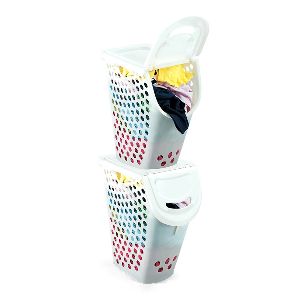 Cesta plus para ropa blanco marca Rimax