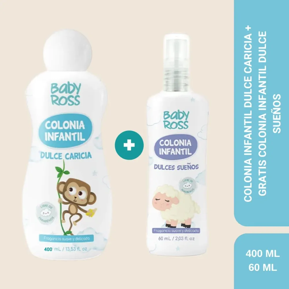 COLONIA DULCE CARICIA X400 ML + GRATIS COLONIA DULCES SUEÑOS X60 ML ROSS D' ELEN ROSS DE ELEN