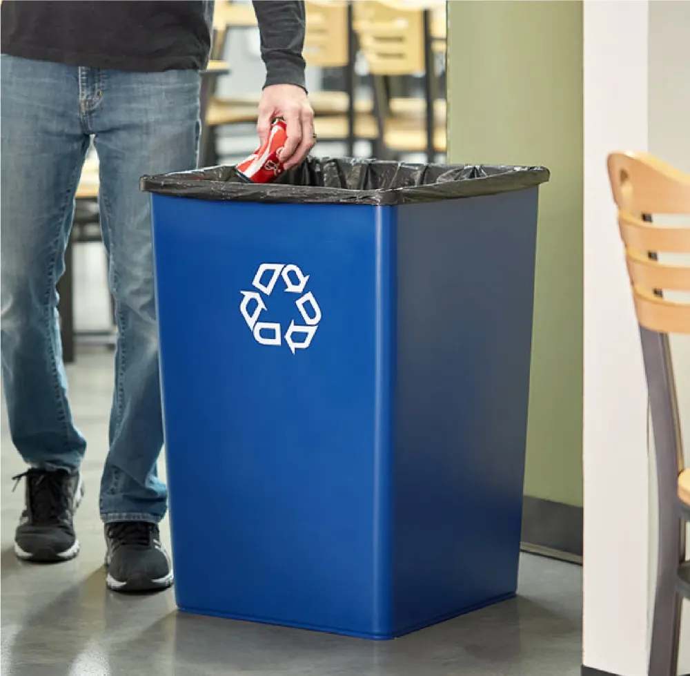 CONTENEDOR CUADRADO UNTOUCHABLE REVESTIMIENTO, AZUL, 50 GAL Rubbermaid Commercial Products