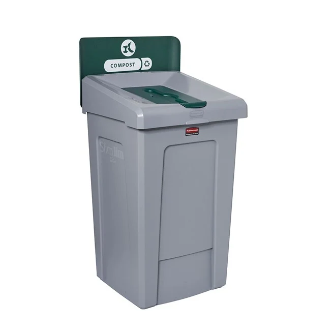 1 CONTENEDOR DE 33 GAL PARA ESTACIÓN DE RECICLAJE SLIM JIM Composta Rubbermaid Commercial Products