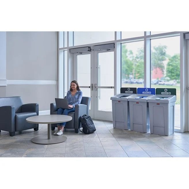 1 CONTENEDOR DE 33 GAL PARA ESTACIÓN DE RECICLAJE SLIM JIM Composta Rubbermaid Commercial Products