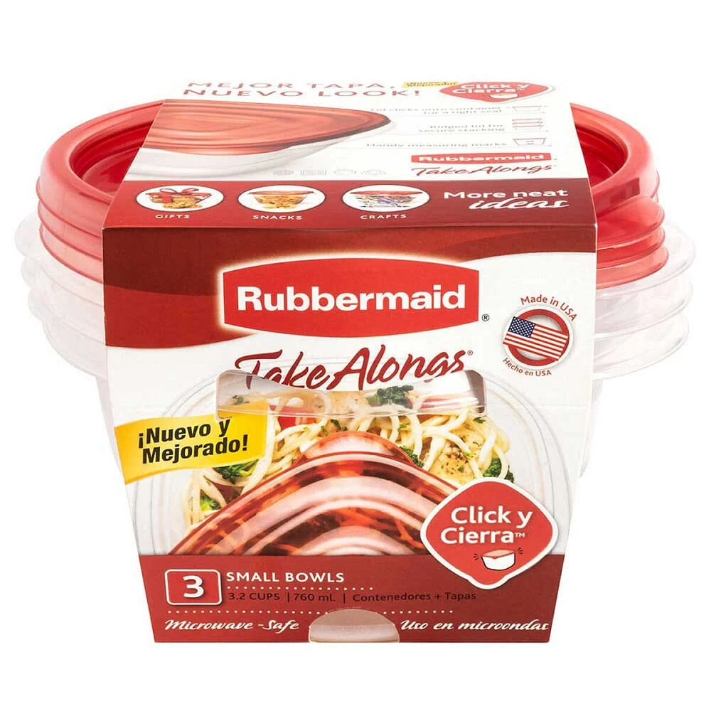 Contenedores Herméticos 760 ml X 3 Un RUBBERMAID