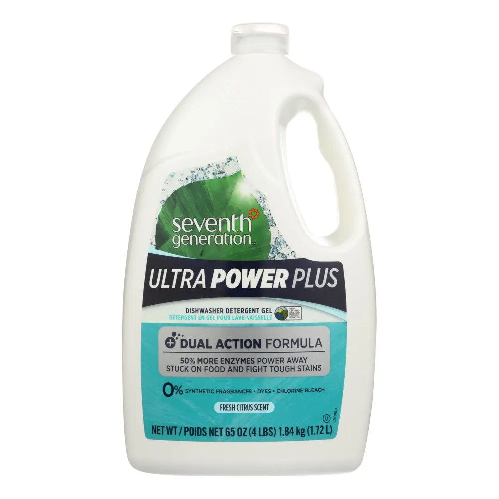 Detergente en gel para lavavajillas Seventh Generation Ultra Power Plus - Cítricos frescos - Caja de 6 - 65 oz. (paquete d...