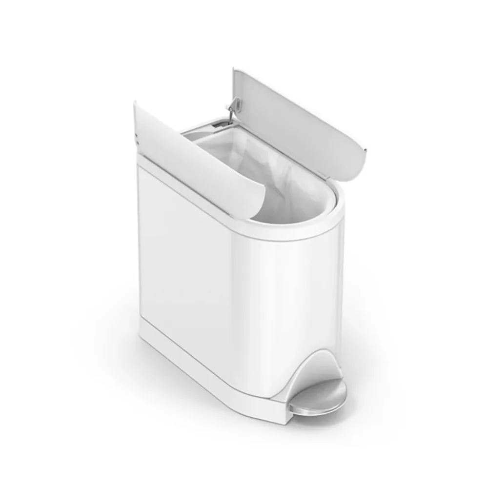 BASURERO CON PEDAL BLANCO 10 LITROS (ACERO INOXIDABLE) SIMPLEHUMAN