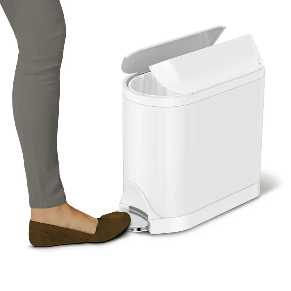 BASURERO CON PEDAL BLANCO 10 LITROS (ACERO INOXIDABLE) SIMPLEHUMAN