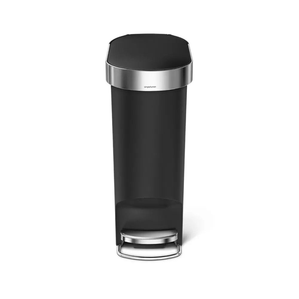 cubo estrecho con pedal y borde para bolsa de 40 litros simplehuman