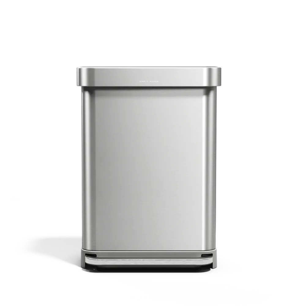 cubo rectangular con pedal de 55 litros con almacÃ©n de bolsas de basura simplehuman