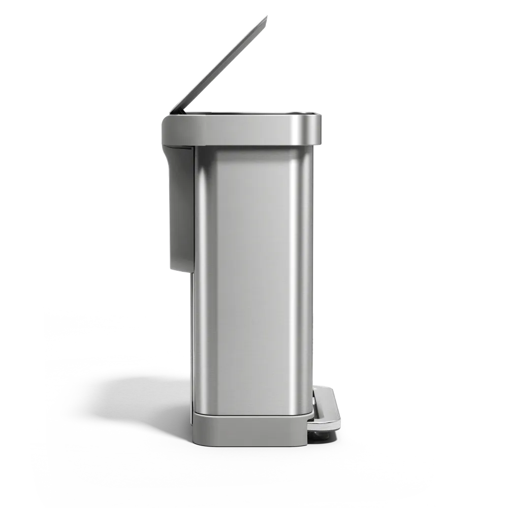 cubo rectangular con pedal de 55 litros con almacén de bolsas de basura simplehuman