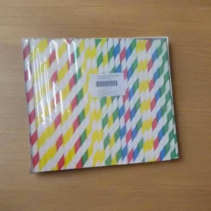 Striped Biodegradable Paper Straws 100pcs