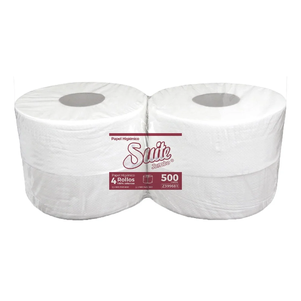 Papel Higiénico Jumbo Hoja Simple 4 Rollos 500 Mt SUITE