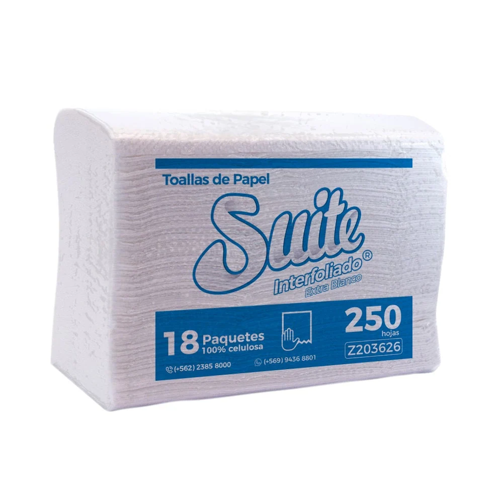 Toalla Papel Interfoliado Hoja Simple Extra Blanca 18 Paquetes 250 Un SUITE