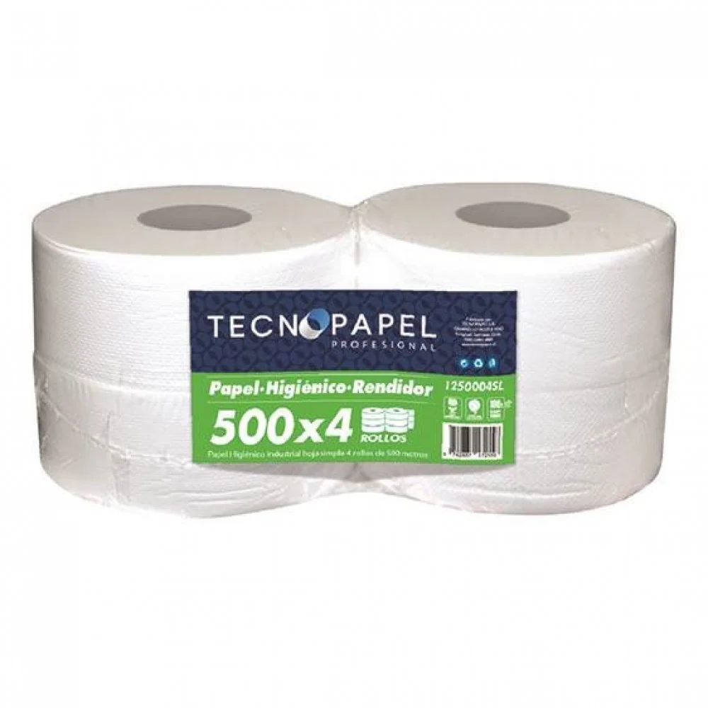 Papel Higiénico Jumbo Hoja Simple 4 Rollos X 500 Mts TECNOPAPEL