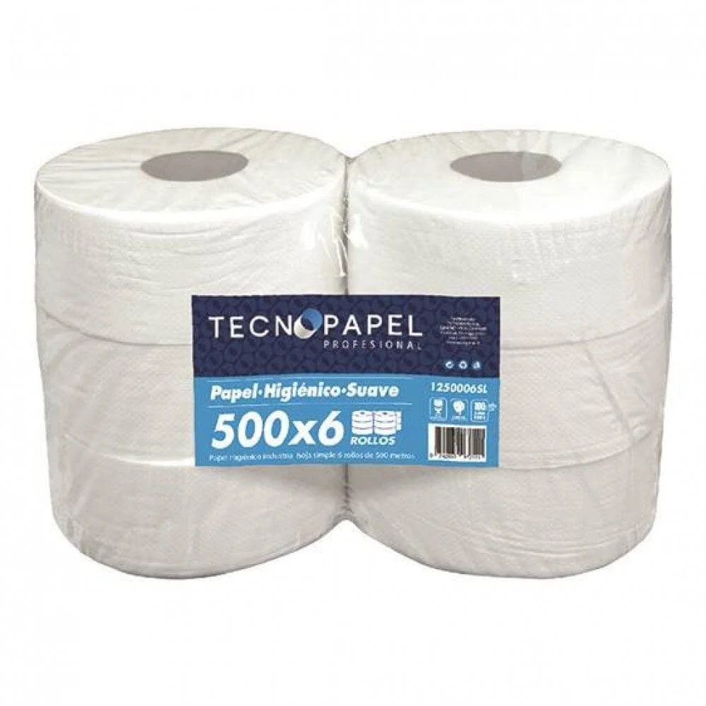 Papel Higiénico Jumbo Hoja Simple 6 Rollos X 500 Mt TECNOPAPEL
