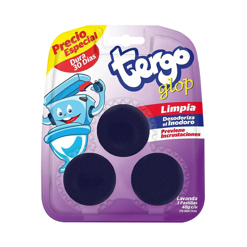Pastillas Para Tanque Tergo Glop 48 Gr 3 Unidades Lavanda