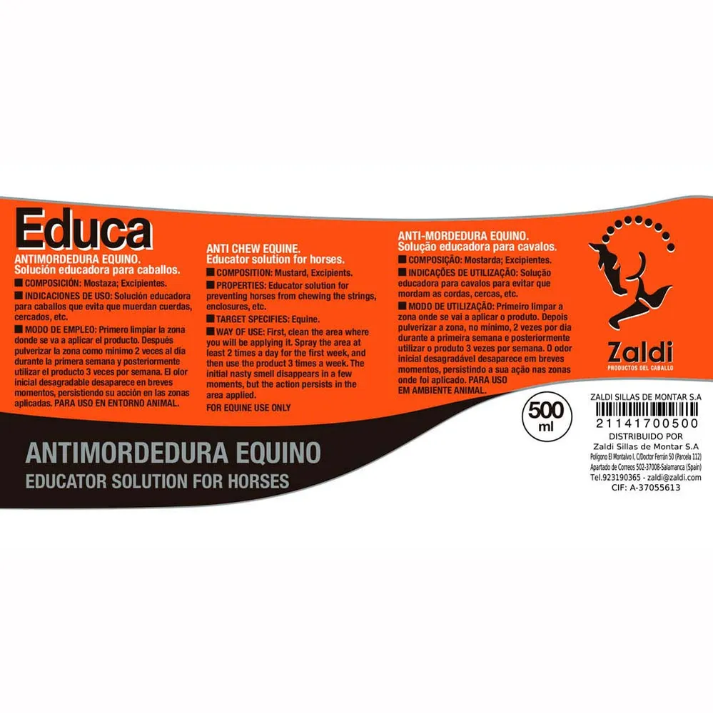 ZALDI ANTIMORDEDURA CABALLO EQUINO EDUCA 0.5 litro Tienda Hipica D'hispania