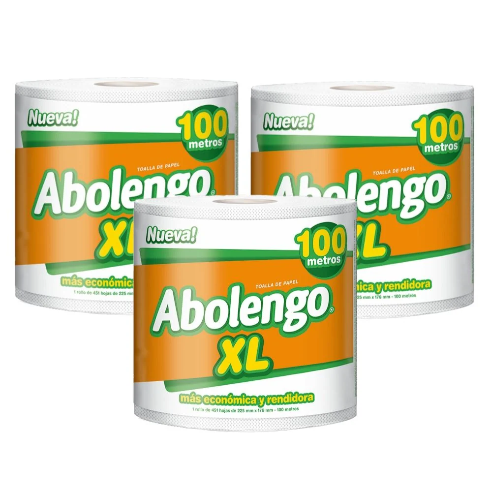 Toalla de Papel Doble Hoja XL Abolengo 3x100 mts