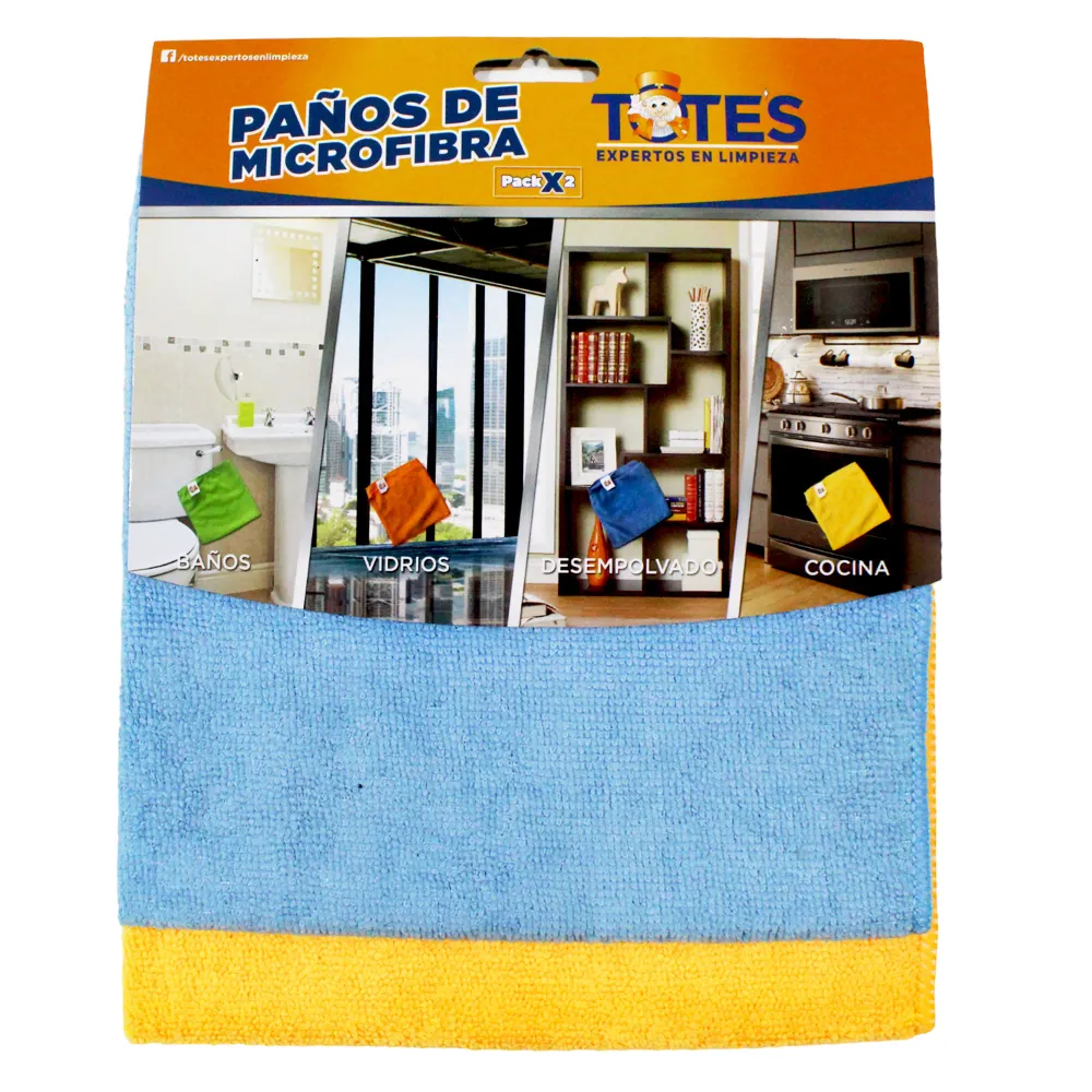 Paño De Microfibra Totes Naranja Y Azul 40X40cm X 2 Unidades
