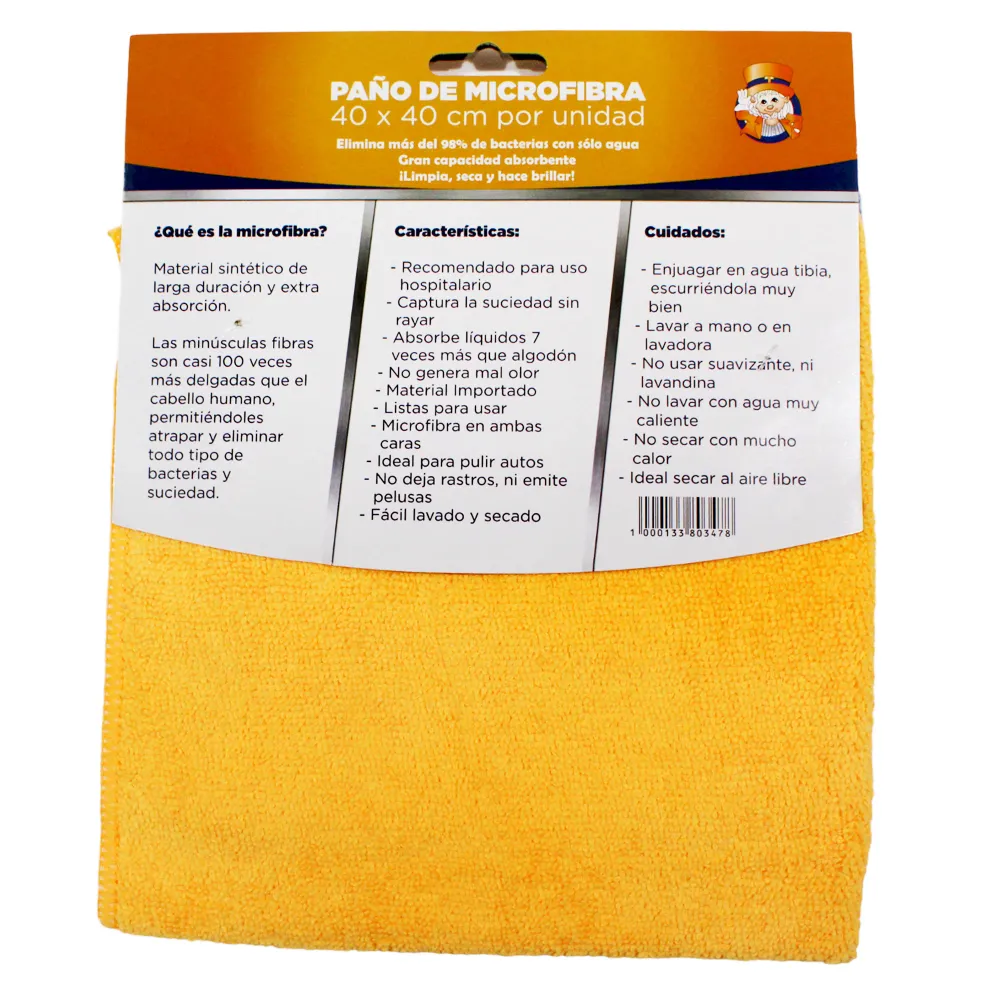 Paño De Microfibra Totes Naranja Y Azul 40X40cm X 2 Unidades