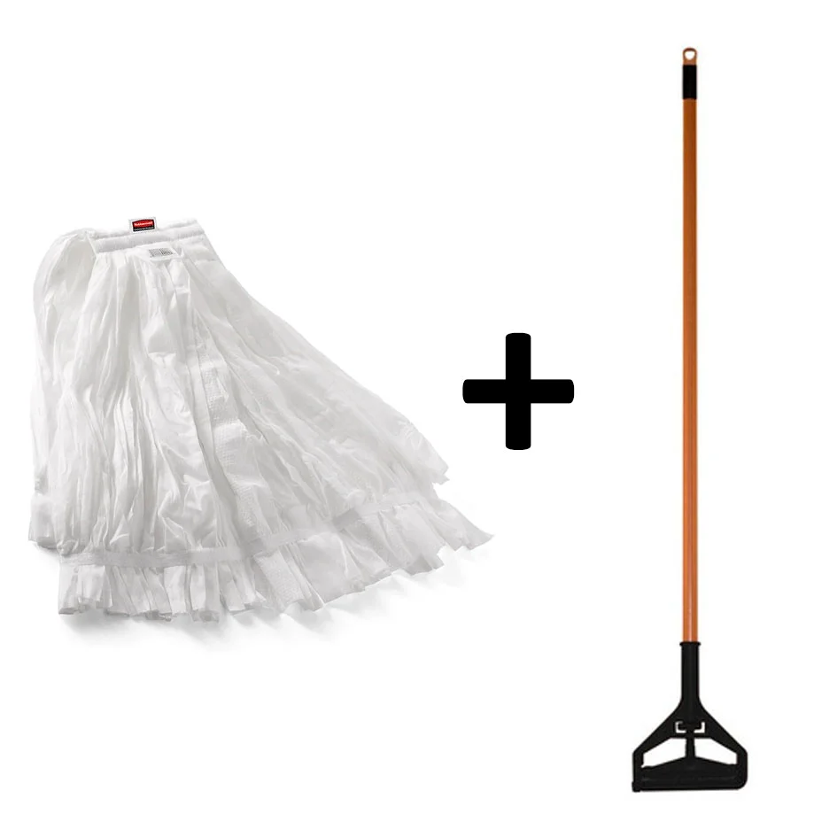 Trapeador desechable 2 Pzas.Color Blanco Rubbermaid + Bastón Caiman de 1.37 cm