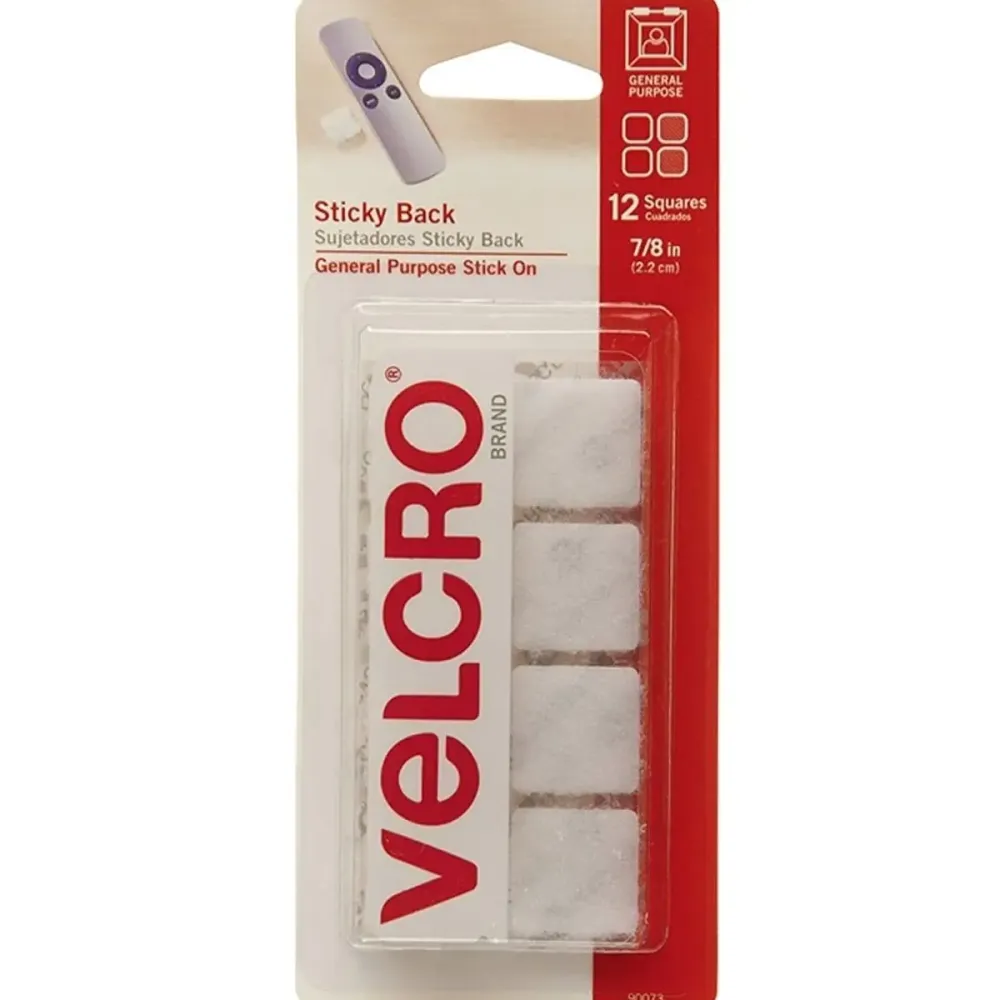 12 Pack Cuadros Adheribles VELCRO® Sujetador organizador Blanco