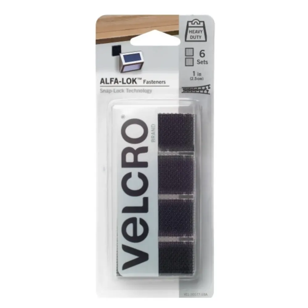 6 Pack Cuadros Sujetadores Alta Resistencia VELCRO® Alfa-Lok Negro