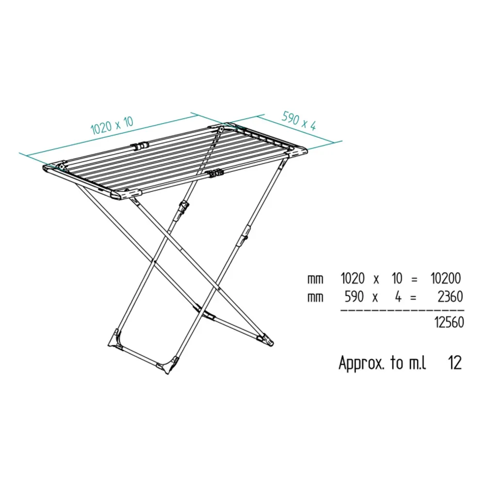 endedero Extensible de Acero y Aluminio, Espacio de Tendido de 11 hasta 20m, Soporte para Artículos Pequeños, Dimensiones...