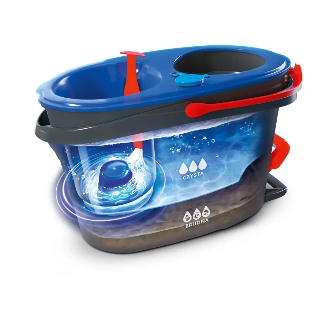 Mopa rotativa Vileda, dos cámaras, sistema de centrifugado, barra plegable, fácil limpieza de esquinas, turbo H2prO + 2 ca...