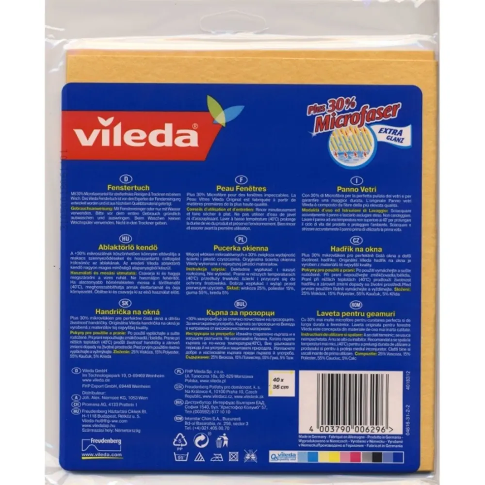 Vileda 162401 Vileda Microfibra Tela Microfibra Racha Free Shine Cleaning Window & Glass