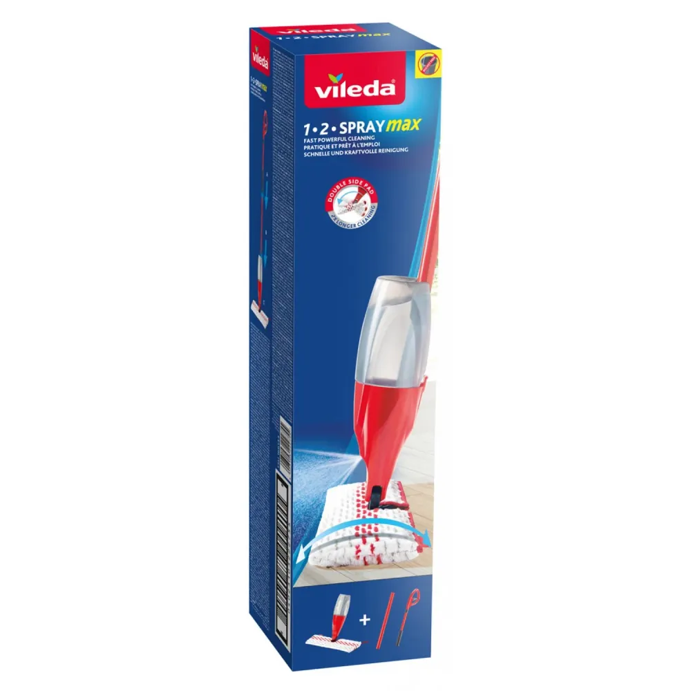 Vileda 1-2 Spray Max Box Mop con pulverizador y cabezal giratorio