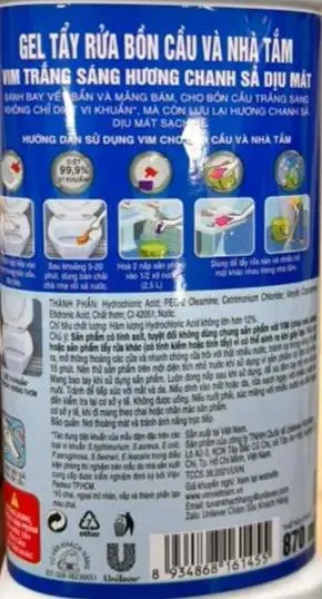 Vim Trắng Sáng Toilet Cleaner 870ml