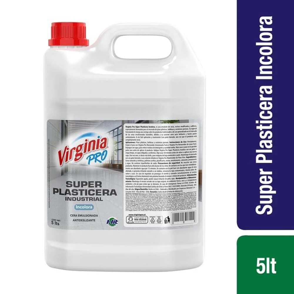 Cera Piso Plástico Incolora Alto Tráfico Bidón 5 Lts VIRGINIA