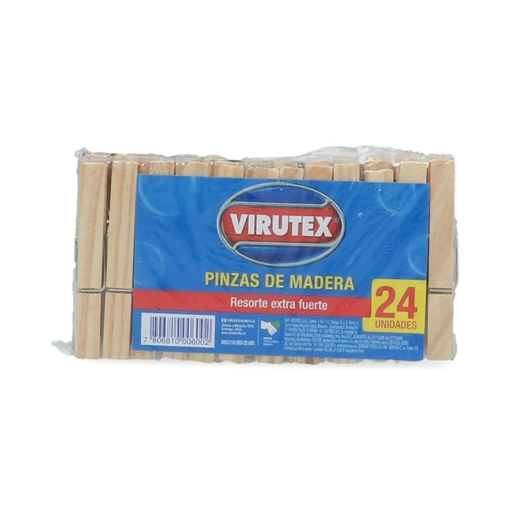 Pinzas De Madera Para Ropa 24 Unidades VIRUTEX