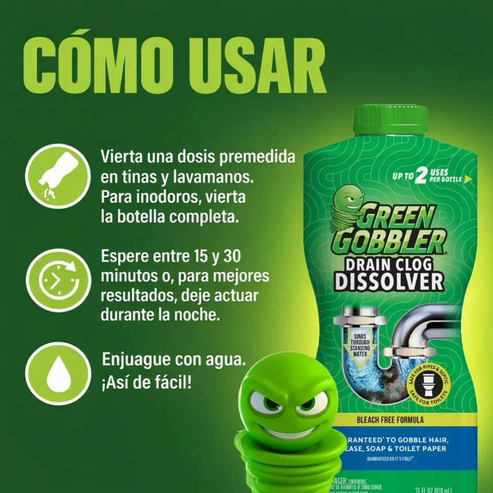 Destapador Líquido de Desagües y Tuberias Green Gobbler 916 ml Weiman