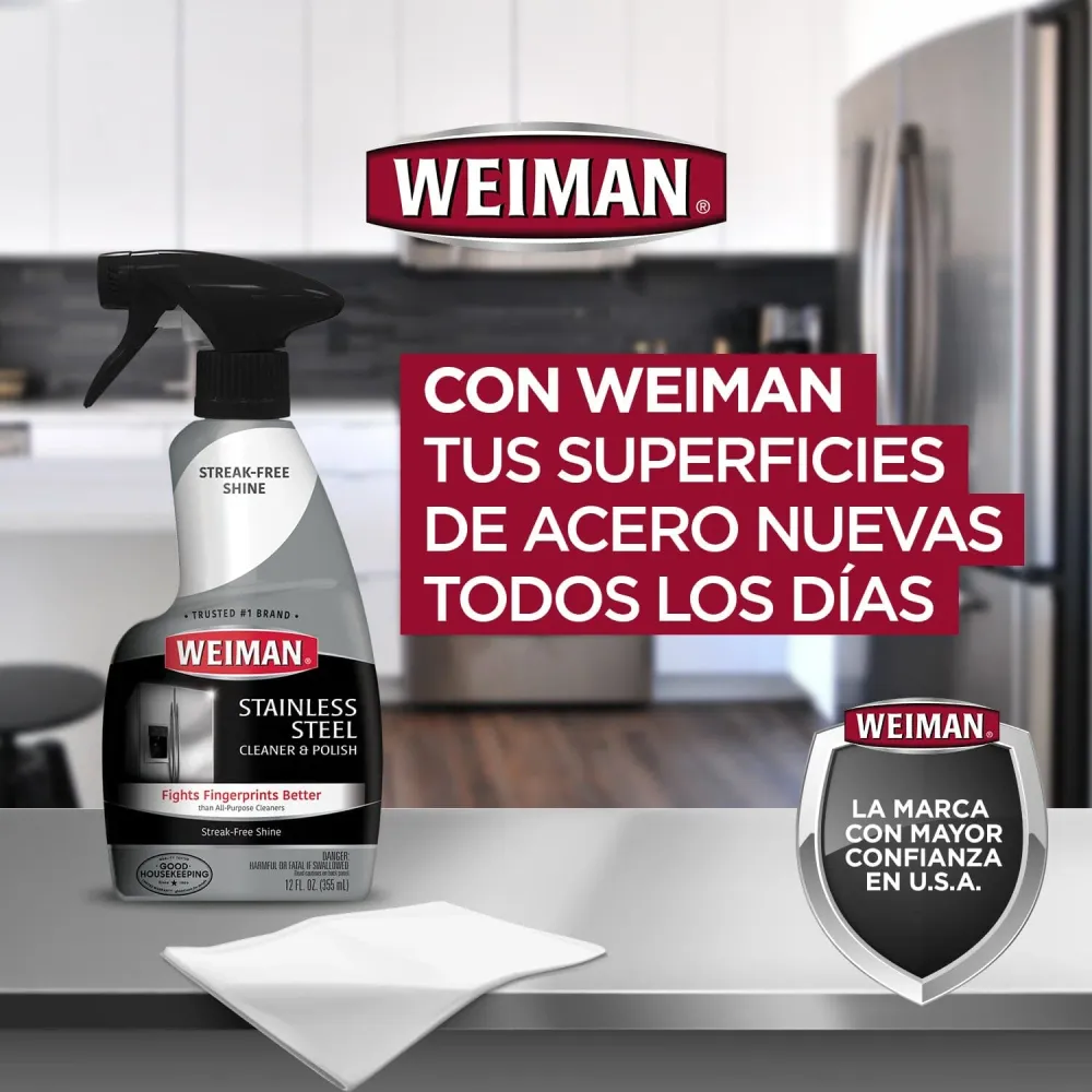 Kit Limpiador 651 ml y Paño Microfibra para el Acero Inoxidable Weiman