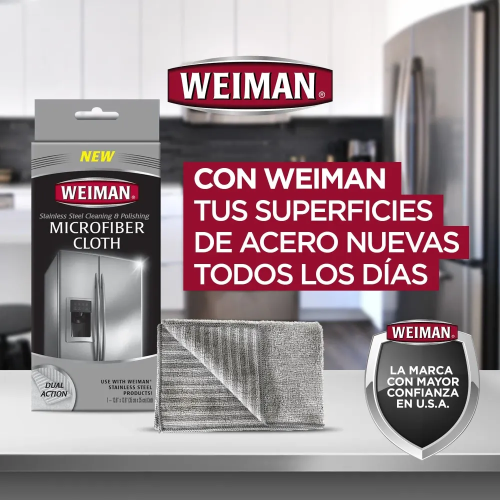 Kit Limpiador 651 ml y Paño Microfibra para el Acero Inoxidable Weiman