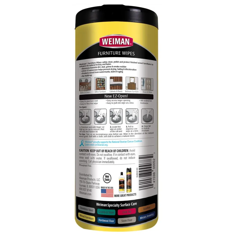 Toallas Humedas para Limpiar Madera Weiman 30 Un
