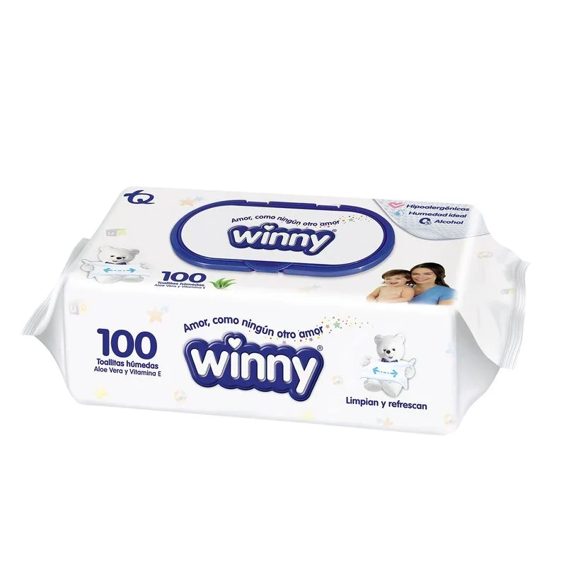TOALLITAS HÚMEDAS ALOÉ VERA Y VITAMINA E X100 UND WINNY