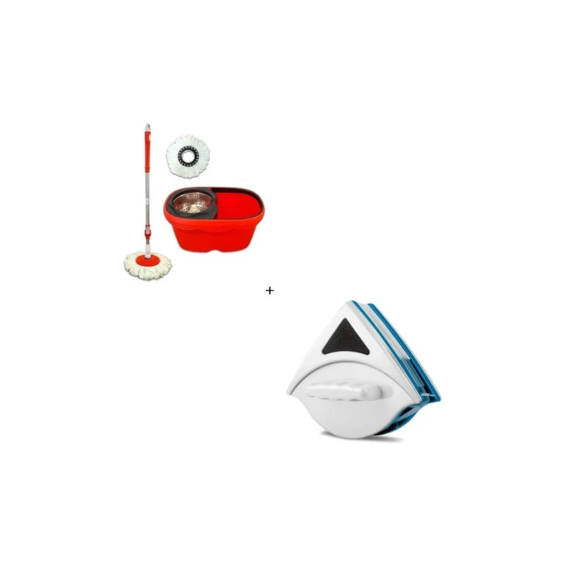 Balde Mopa Giratoria + Limpia Vidrios Excelente Calidad Rojo O Celeste Zona Ofertas