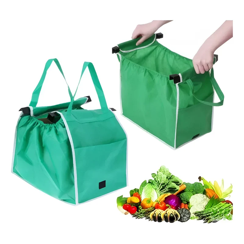 Bolsa De Compra En Supermercado Tela Tnt 27x37x36cm Verde Zona Ofertas