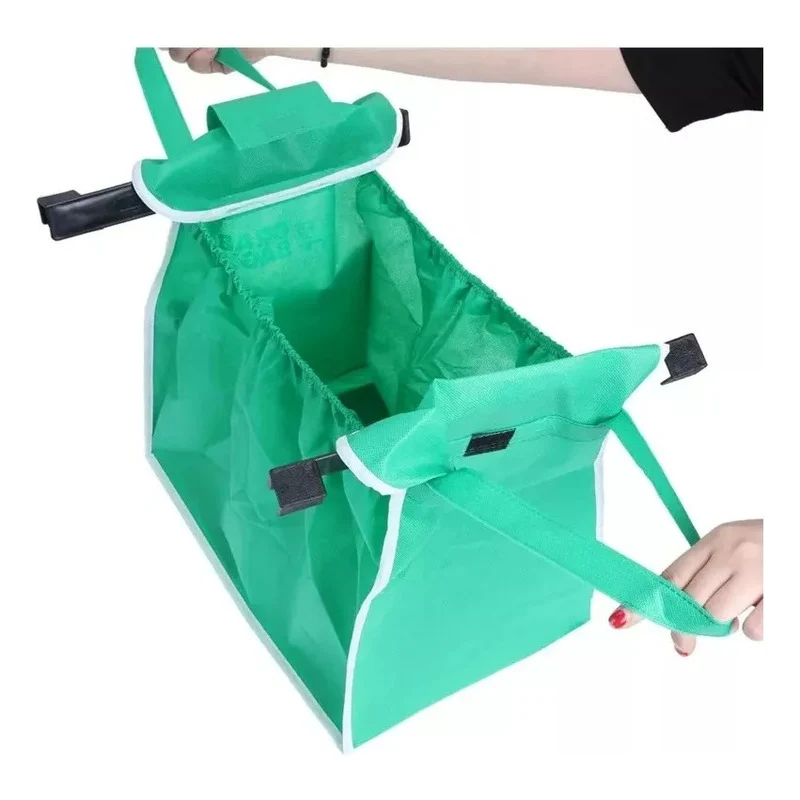 Bolsa De Compra En Supermercado Tela Tnt 27x37x36cm Verde Zona Ofertas