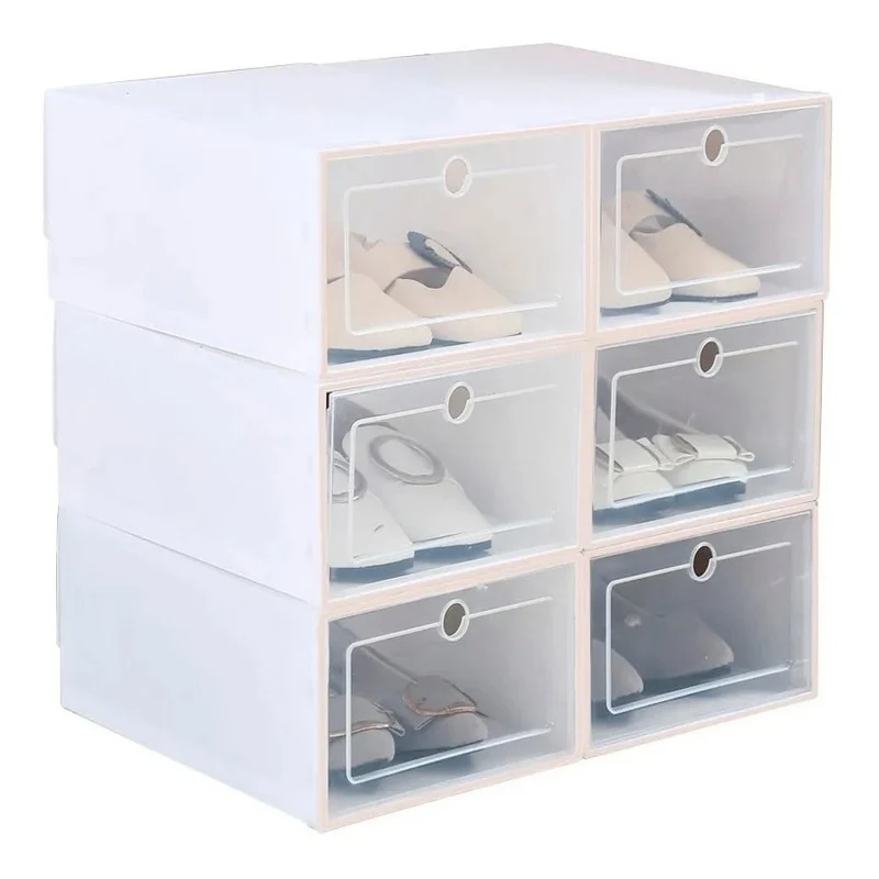 Cajas Estantes Organizador Rack Zapatos Apilables Pack X6 Blanco Zona Ofertas