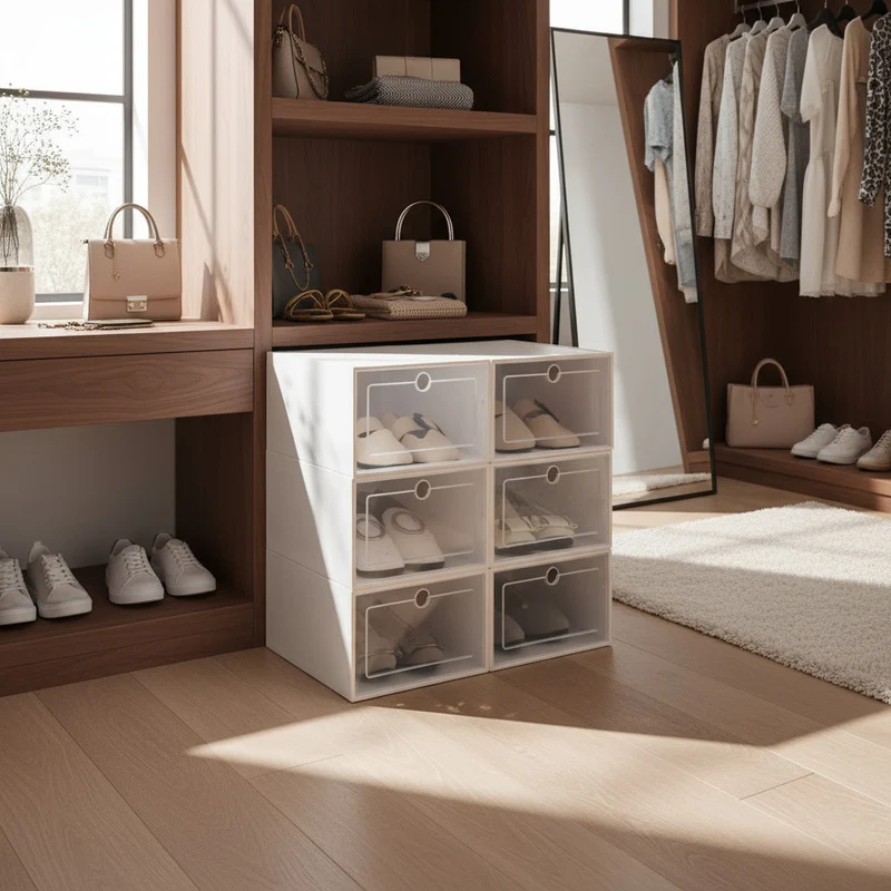 Cajas Estantes Organizador Rack Zapatos Zapatera Apilables Blanco Zona Ofertas