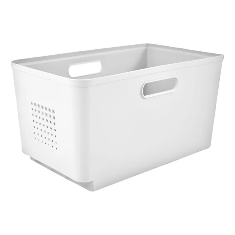 Canasto Caja Plástica Con Dos Ruedas 30x18x16cm Blanco Zona Ofertas