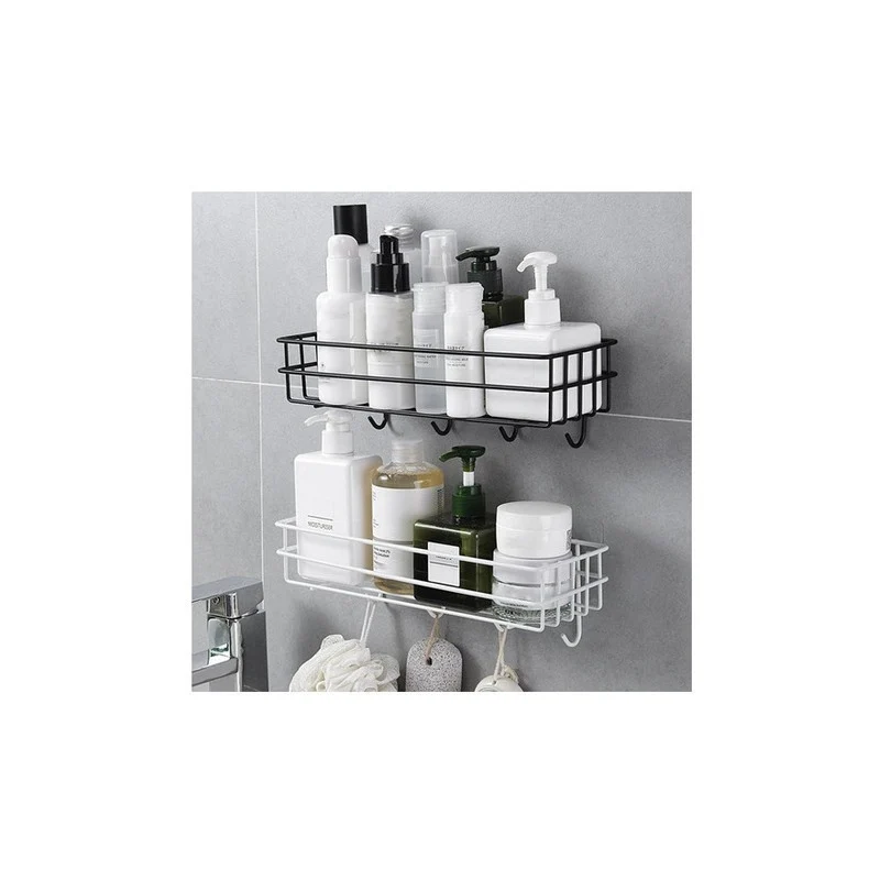 Canasto Organizador Adhesivo Metal Cocina Baño Con Ganchos Zona Ofertas