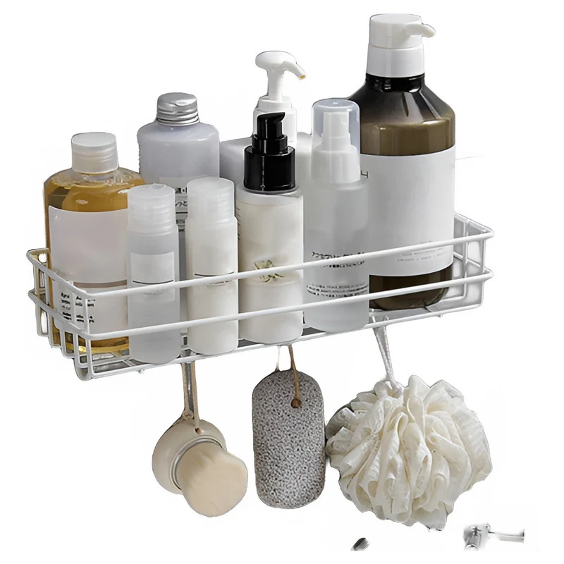 Canasto Organizador Adhesivo Metal Cocina Baño Con Ganchos Zona Ofertas