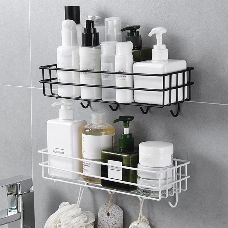 Canasto Organizador Adhesivo Metal Cocina Baño Con Ganchos Zona Ofertas